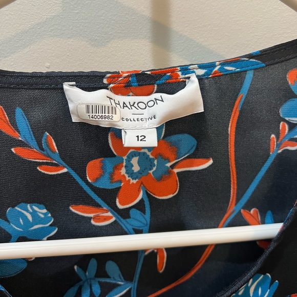 THAKOON COLLECTIVE Black Daisy Printed Dress sz 12 - Picture 5 of 5